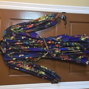 Alex Marie-Navy floral print high neck long sleeved belted flowy dress Sz 22W